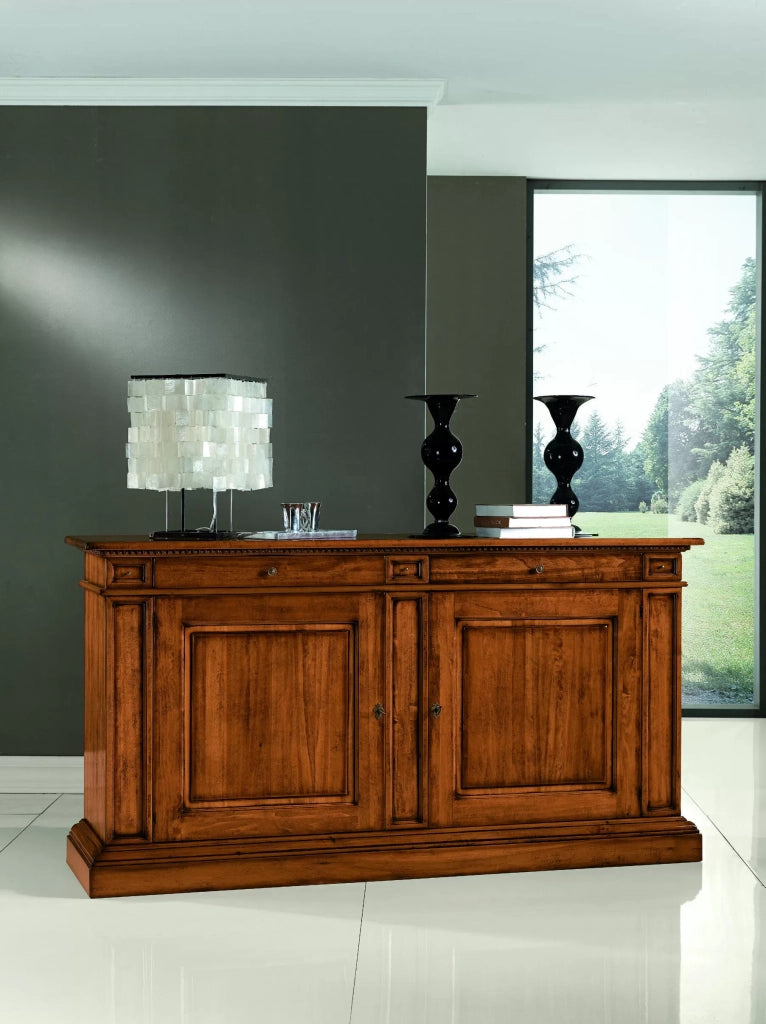 Madia credenza 2 porte in legno tinta noce l.213 p.55 h.115 - Mobili 2G