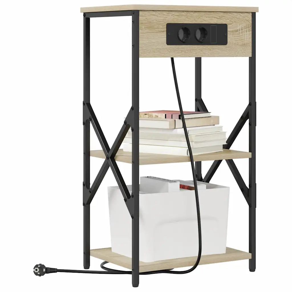 Comodino | Armadio da Notte | Mobiletto da notte con lo scaffale Rovere Sonoma 41 x 31 x 76 cm