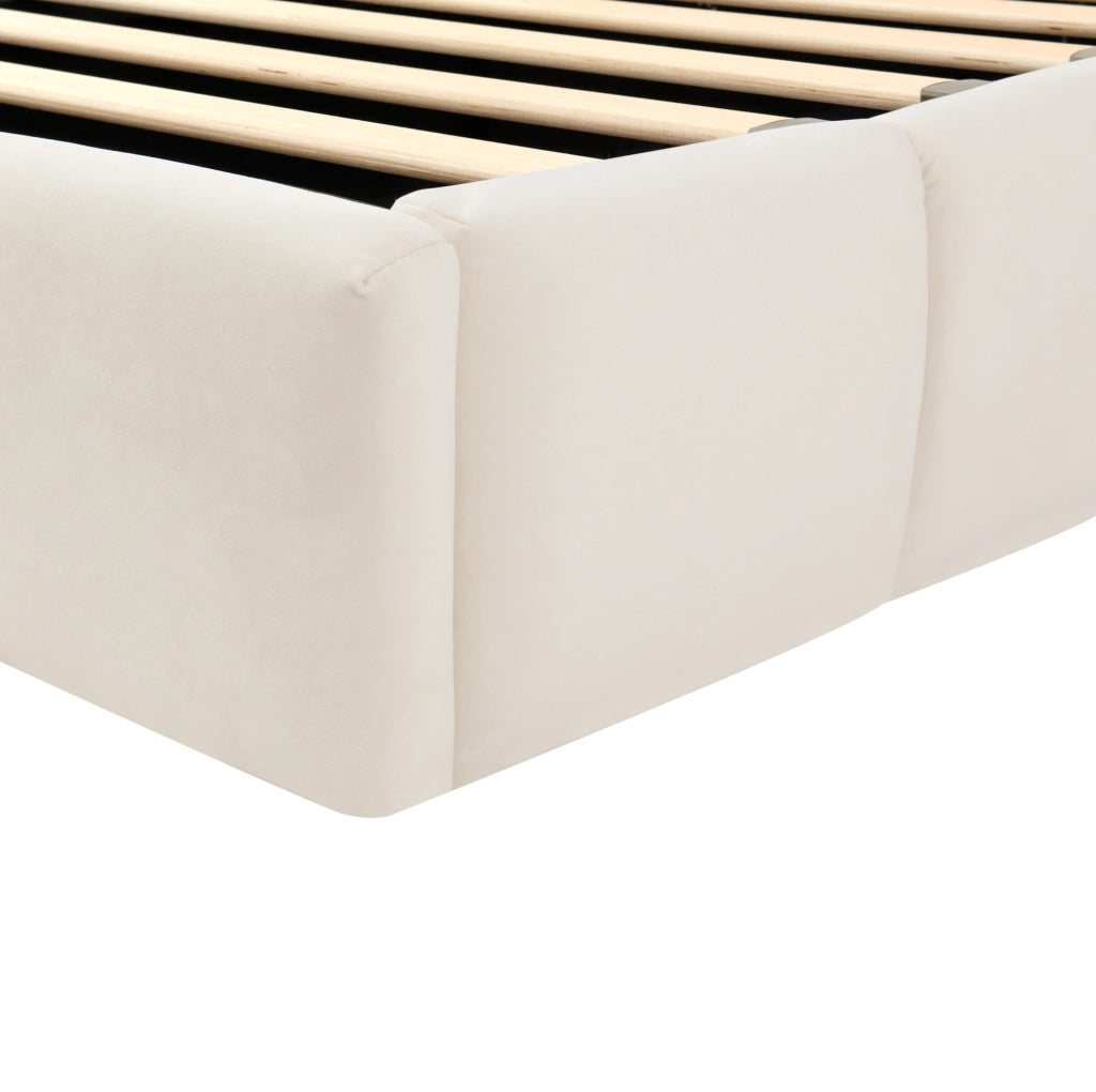 Letto singolo imbottito con contenitore, testiera USB e rete a doghe 90x200 cm