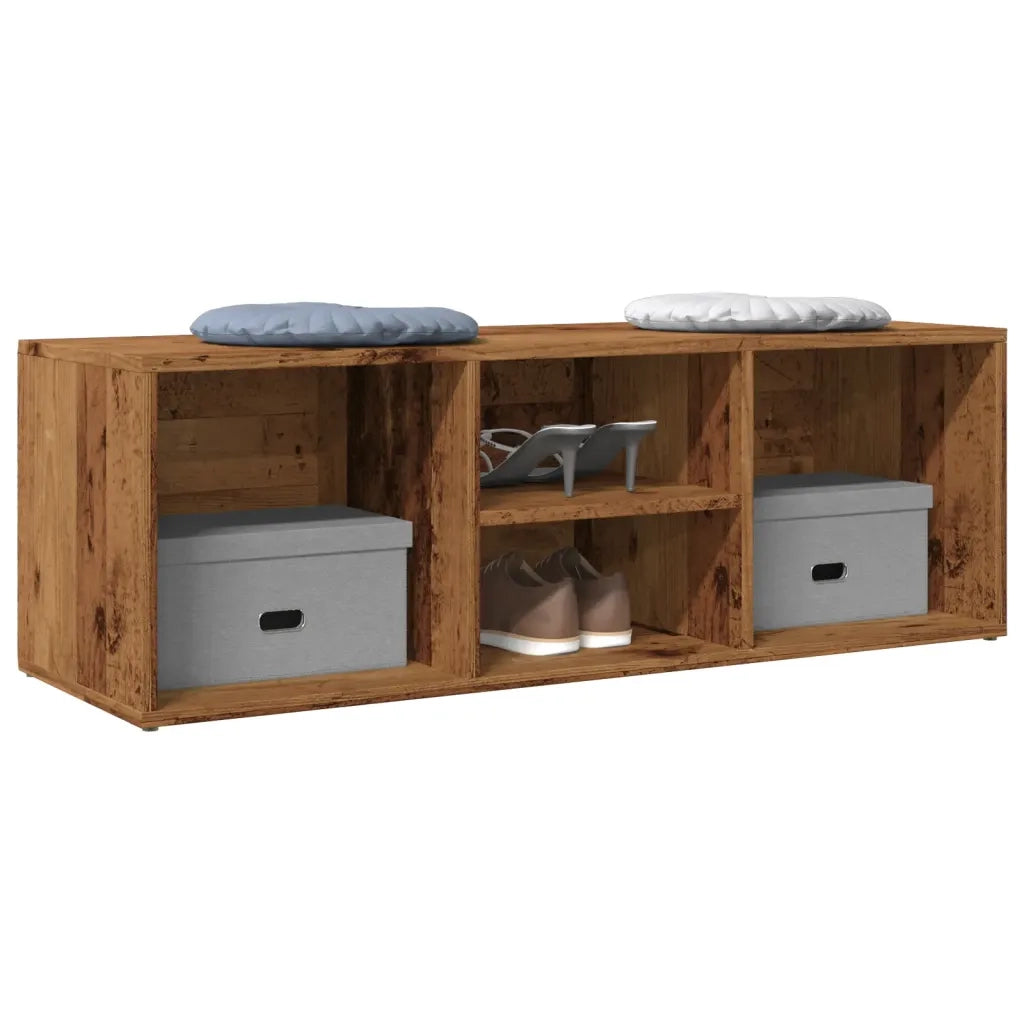 Panchina con Scarpiera-Mobile per scarpe Legno Antico 105x35x35 cm in Truciolato