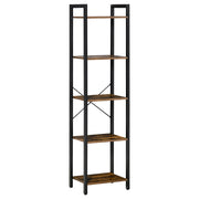 EasyComfort Libreria Stile Industriale a 5 Scaffali in Legno e Acciaio, 40x30x154cm, Marrone Rustico
