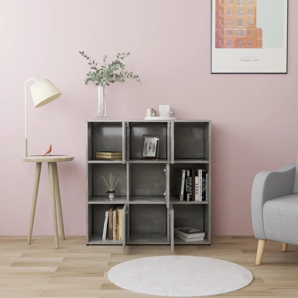 Libreria Grigio Cemento 90x30x90 cm in Legno Multistrato 802934