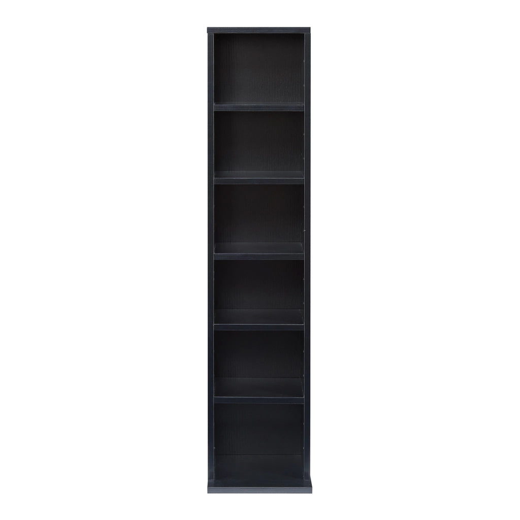 Scaffale a Colonna Tynset con 6 Scomparti per CD DVD 90x20x20 cm Nero [en.casa]