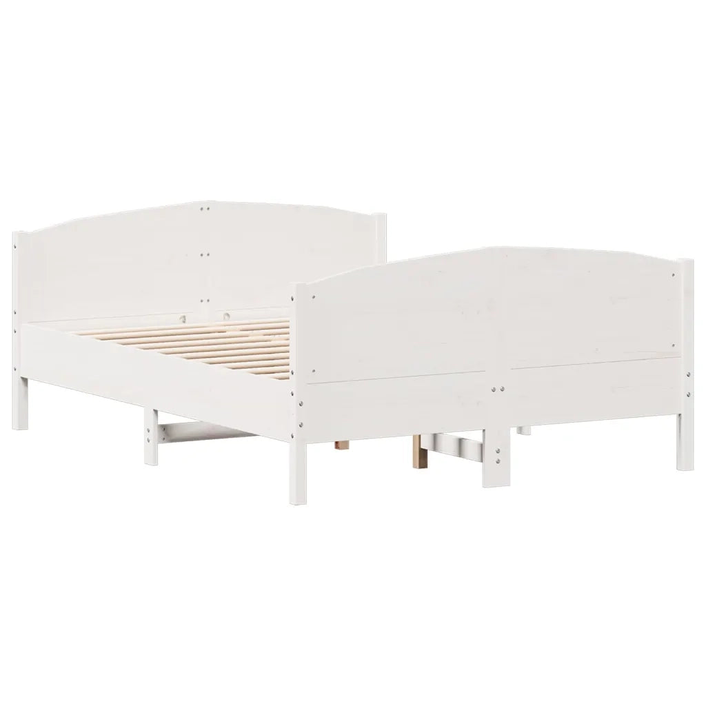Giroletto con Testiera Bianco 120x200 cm Legno Massello di Pinocod mxl 87353