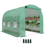 Serra da Giardino Tunnel con Porta a Rullo e 6 Finestre ¨C zephmum ¨C Verde 280x200x190 cm
