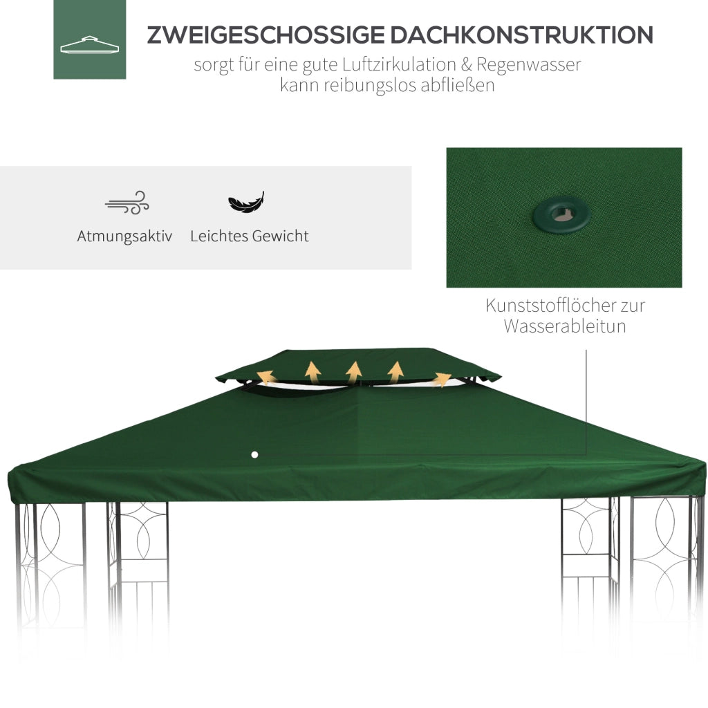 Tetto sostitutivo per gazebo da giardino 3x4m in poliestere resistente colore verde