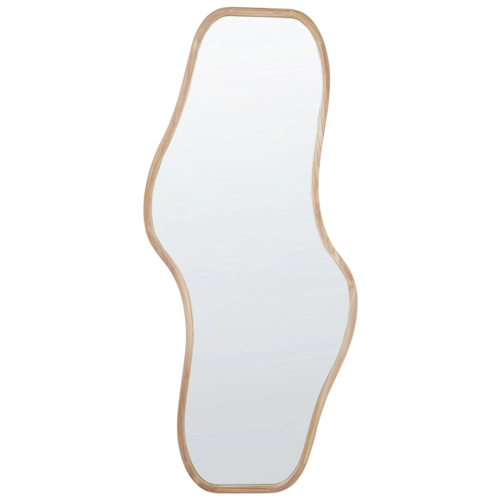 Specchio da parete in legno di Paulownia chiaro 79 x 180 cm Forma irregolare con ganci Decorazione da parete in stile moderno