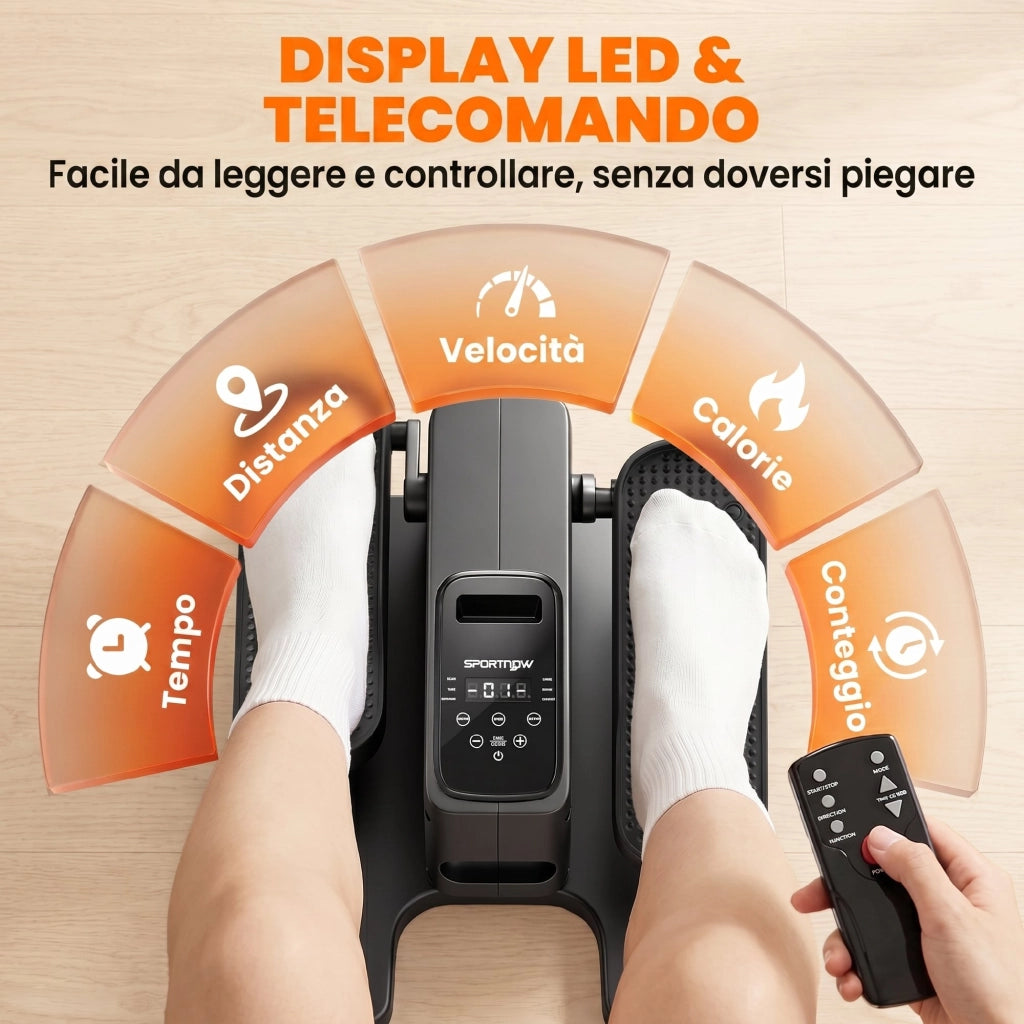 Mini Ellittica Portatile 41x36x16 cm Modalità Manuale-Automatica 12 Velocità in HIPS e Acciaio Nero