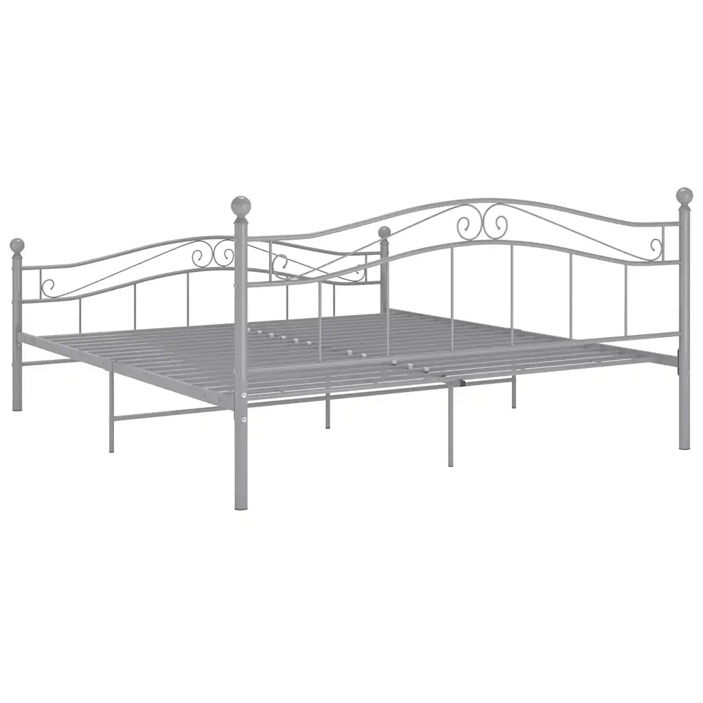 Letto matrimoniale | Letto per adulti | Giroletto Grigio in Metallo 180x200 cm