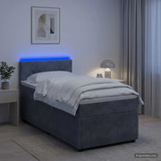 Letto box spring con materasso Grigio Scuro 90 x 200 cm Velluto 3453066