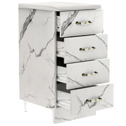 Mobile da Cucina Cassettiera 4 Cassetti 40x50x85 cm in Legno Bianco Effetto Marmo