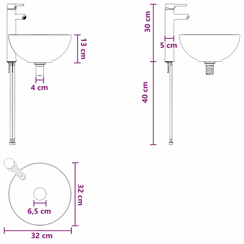 Lavabo da bagno Cromato 32 x 32 x 13 cm Metallo CFW5238450