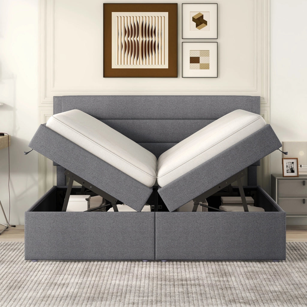 LETTO Contenitore 140x200 cm Grigio in legno e MDF