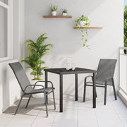 Set pranzo giardino  3 pezzi grigio Textilene e acciaio