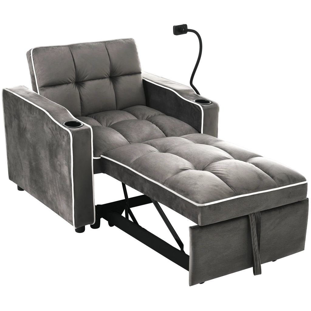 Divano letto estraibile 3 in 1 - Zephmum- 83x167x76cm- Con porta bevande e supporto per telefono