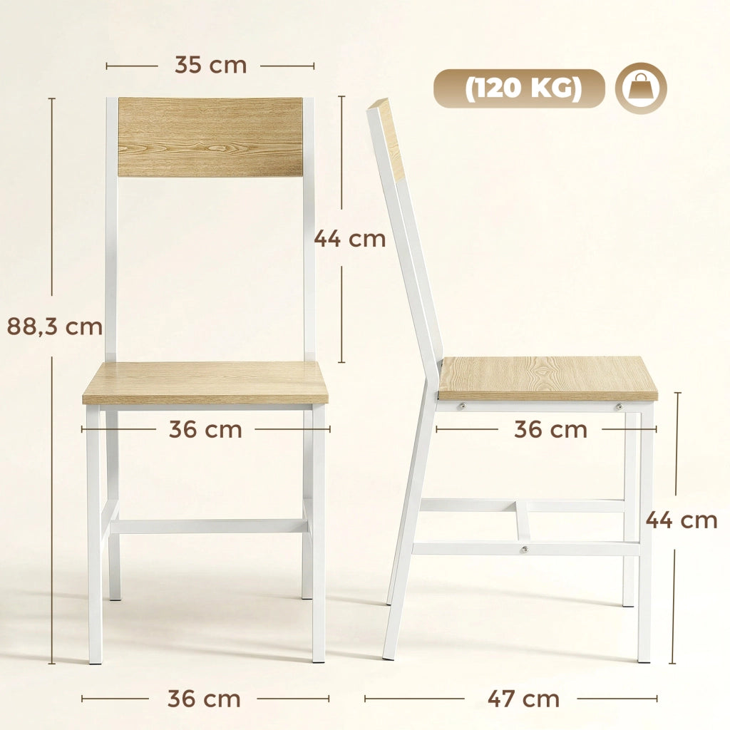 Set 2 Sedie da Pranzo con Schienale Inclinato ¨C Minimal ¨C Struttura Metallo Naturale