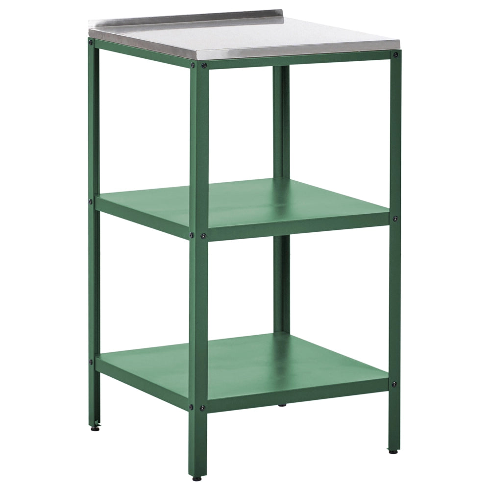 Isola da cucina per esterni Verde in acciaio inox a 2 ripiani con top Cucina da giardino da pranzo