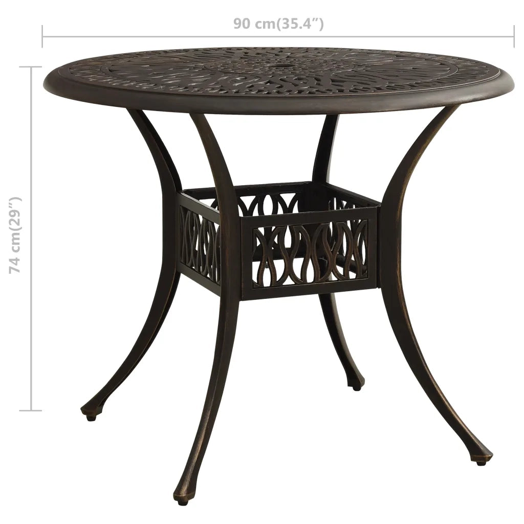 Tavolo da Giardino Bronzo 90x90x74 cm in Alluminio Pressofuso 315585