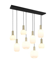 Lampadario Trio Diva nero opaco 8xE27 vetro bianco