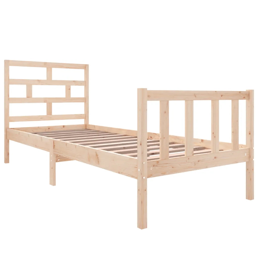 Giroletto-Struttura Letto in Legno Massello Grigio 75x190 cm Small Single 637865