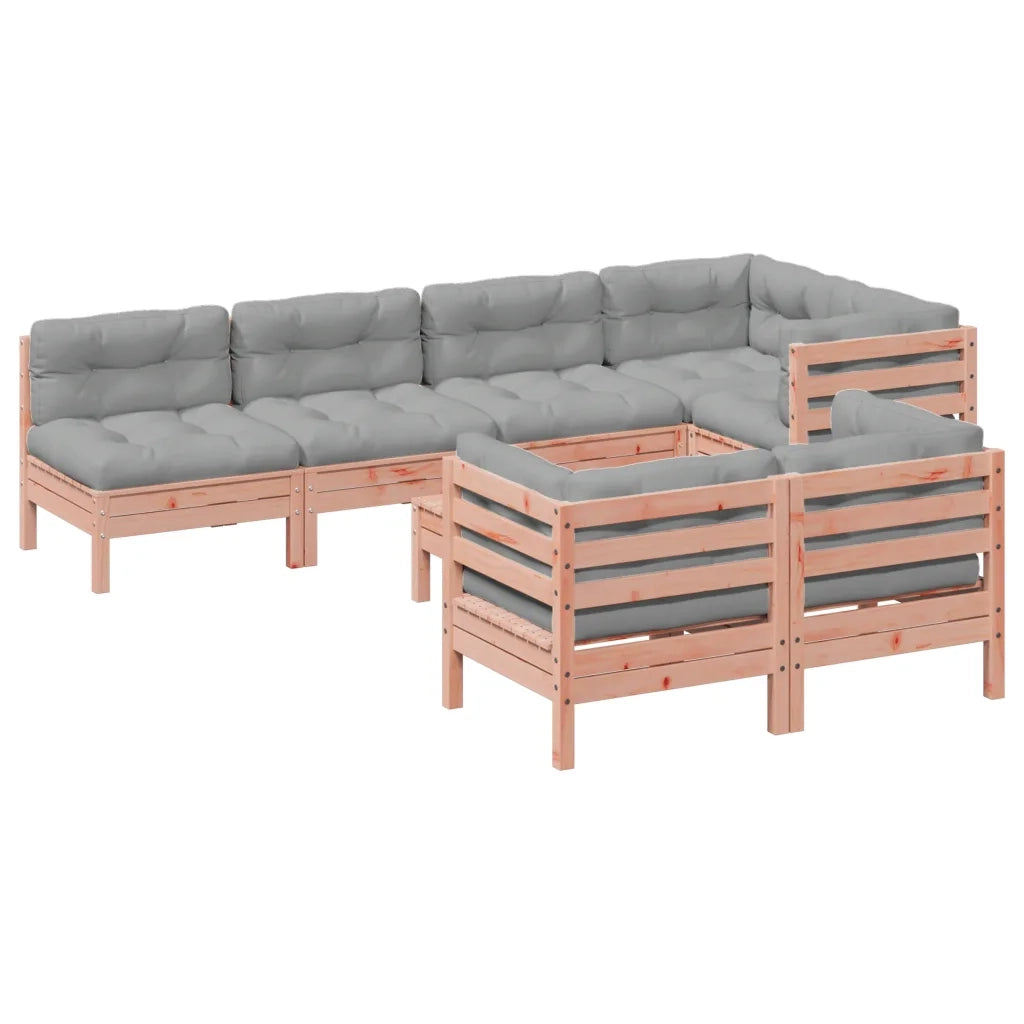 Set Divani da Giardino 8 pz con Cuscini Massello Abete Douglas
