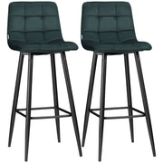 Sgabelli da Bar ¨C Zephmum ¨C Verde Velluto Imbottito Struttura Metallo 77 cm