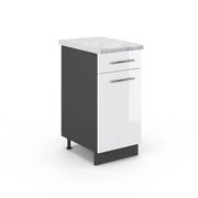 Mobiletto base per cucina Fame-Line Bianco lucido/Antracite 40 cm, PL Marmo Vicco