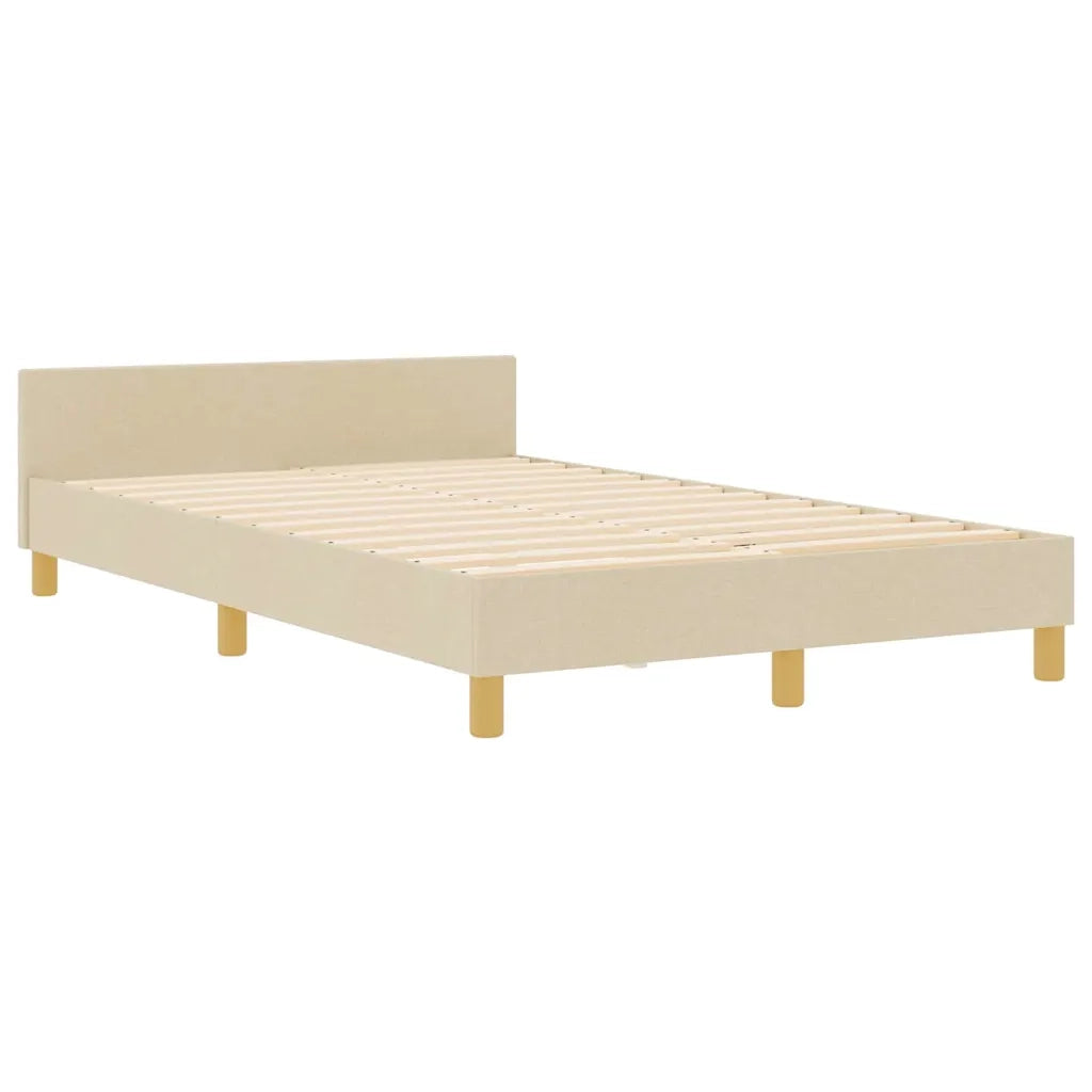 Struttura del letto con testiera Crema 120 x 200 cm Tessuto