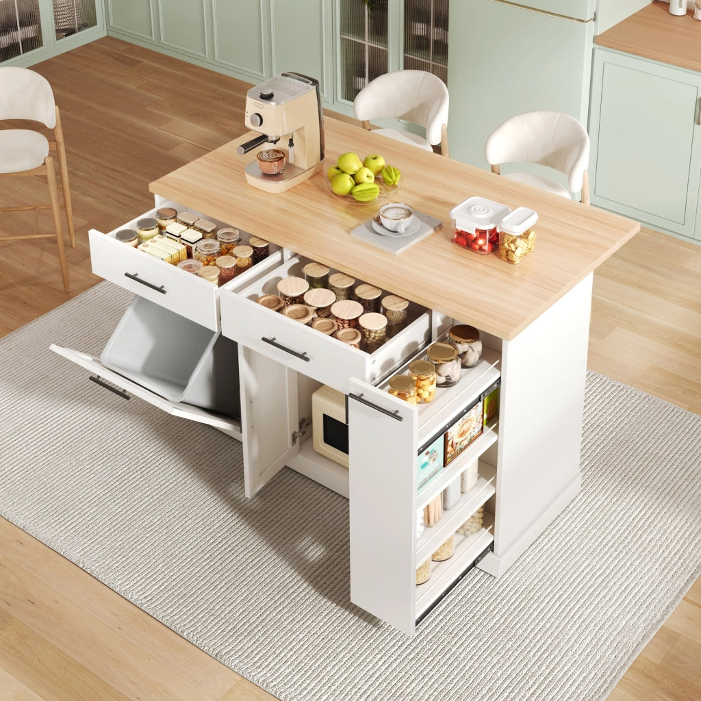Isola Cucina su Ruote con Piano Ribaltabile e Cassetti ¨C MINIMAL ¨C 120x45x93 cm