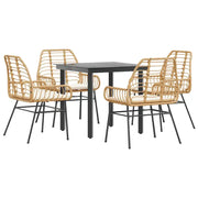 Set da Pranzo da Giardino 5pz | Set Salotto da Giardino con Cuscini Polyrattan Vetro