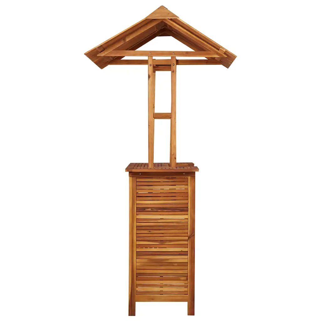 Tavolo Bar Esterno con Tetto 113x106x217cm Massello di Acacia 45909