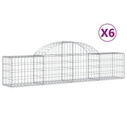 Cestini gabbioni recinzione a gabbia muro di contenimento ad arco 6 pezzi 200 x 30 x 40/60 cm ferro zincato argento 02_0040990