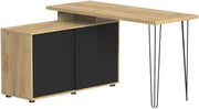 Scrivania angolare Notivo, Nero, 135 x 55 cm con schedario, adatto per ufficio domestico e studio