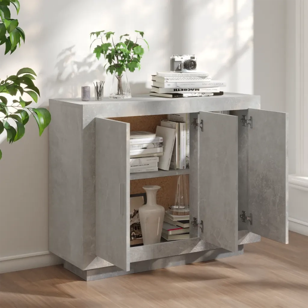 Credenza Grigio Cemento 92x35x75 cm in Legno Multistrato cod mxl 72043