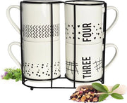 Set di 4 tazze da caffè in porcellana 300 ml con supporto metallico - tazze da caffè mokke