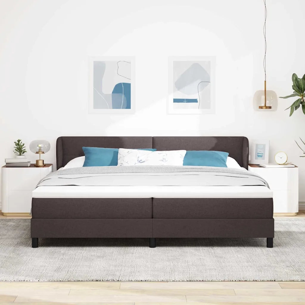 Letto a molle con testiera Marrone Scuro 200 x 200 cm Tessuto 3340048