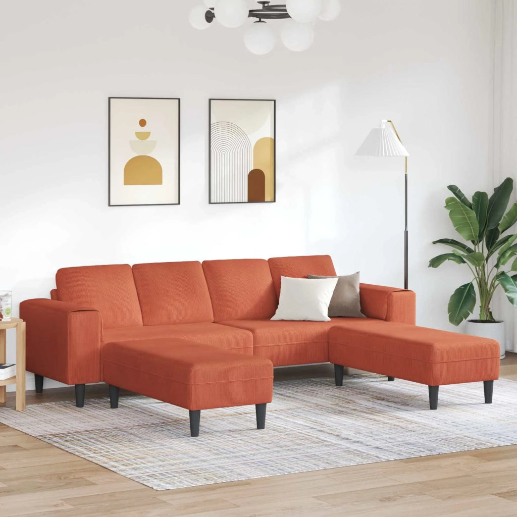 Divano Rosso Arancio 250 x 188 x 76 cm Tessuto in Cords 3335138