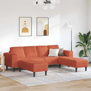 Divano Rosso Arancio 250 x 188 x 76 cm Tessuto in Cords 3335138