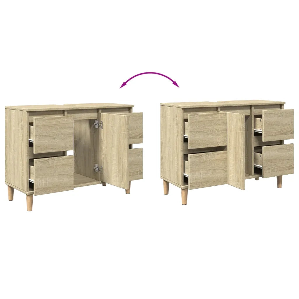 Mobile Lavabo Rovere Sonoma 80x33x60 cm in Legno Multistrato 849665