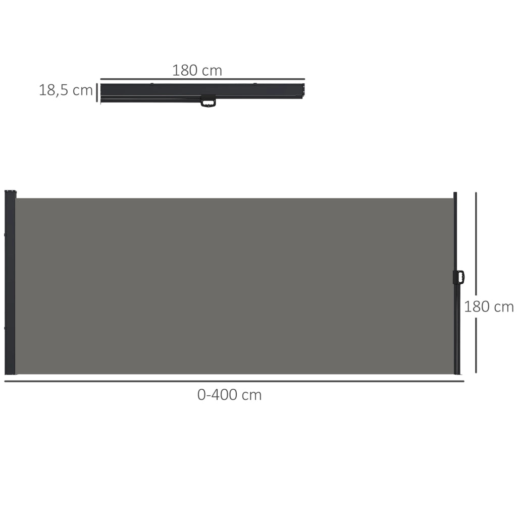 Paravento retrattile per esterno ¨C zephmum ¨C grigio, alluminio e poliestere, 4x1.8m