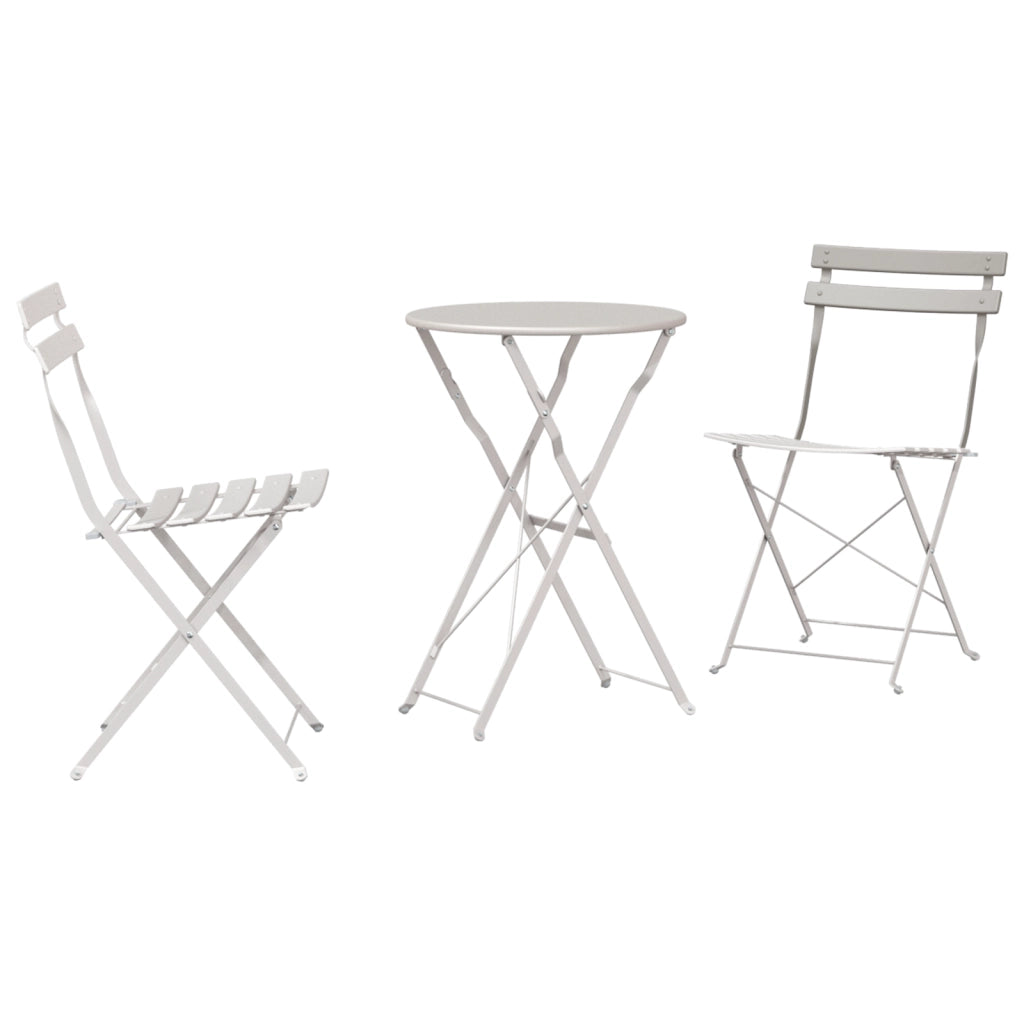 Set Bistro Pieghevole 3 Pezzi Beige in Acciaio di