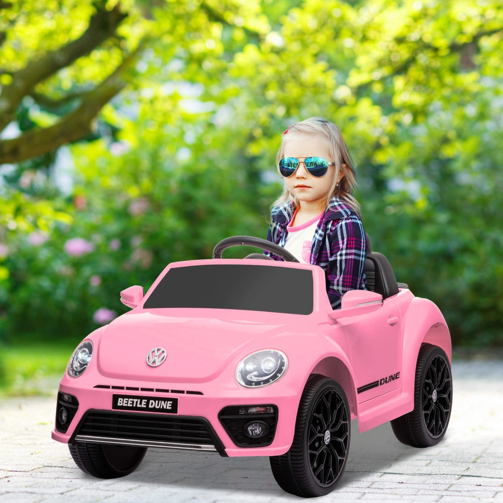Auto Elettrica per Bambini Volkswagen Beetle 12V ¨C ZephMum ¨C Rosa con Telecomando e Luci