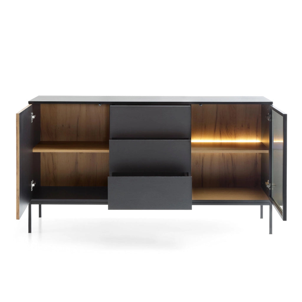 Komodee Cassettiera Laval KSZ154 Rovere Wotan/Nero 154x83x39 cm
