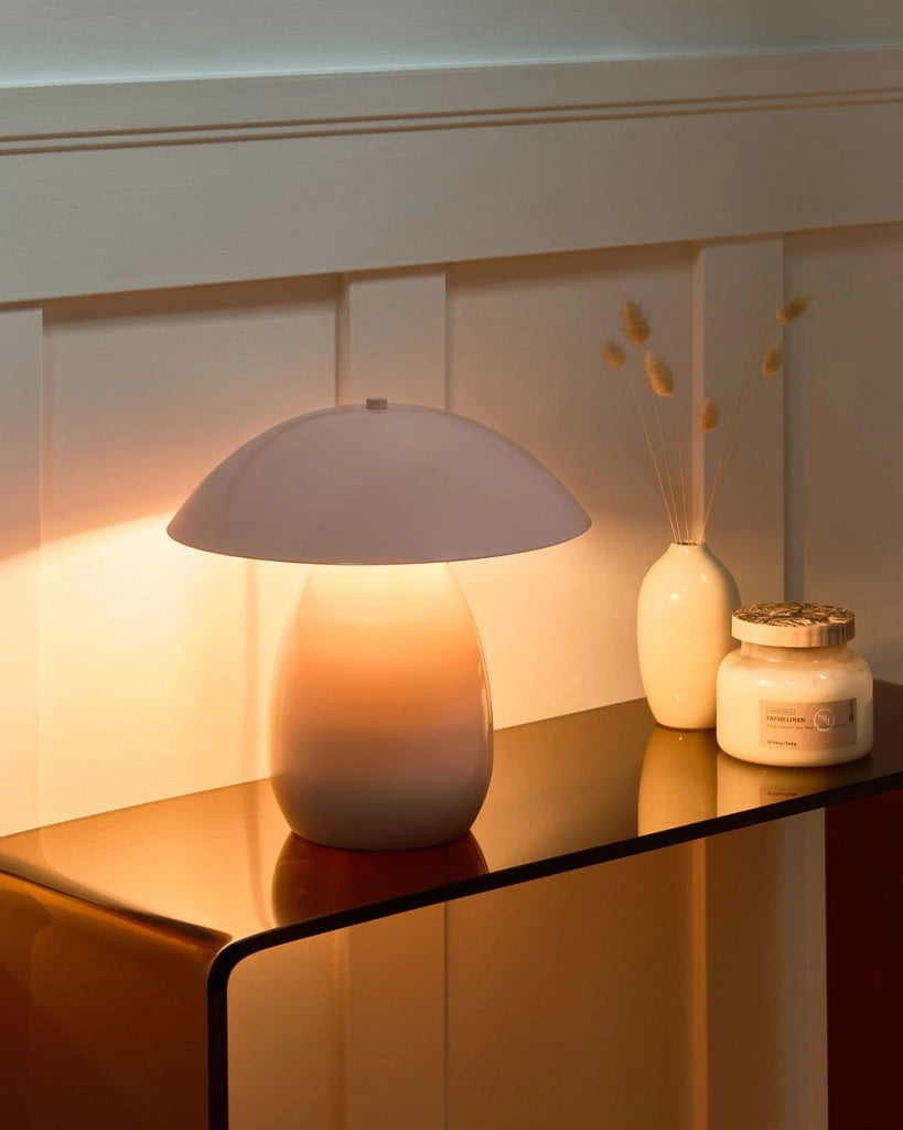 Lampada da tavolo rosa pastello con base in ferro 30 cm a una luce design moderno accessori per il soggiorno