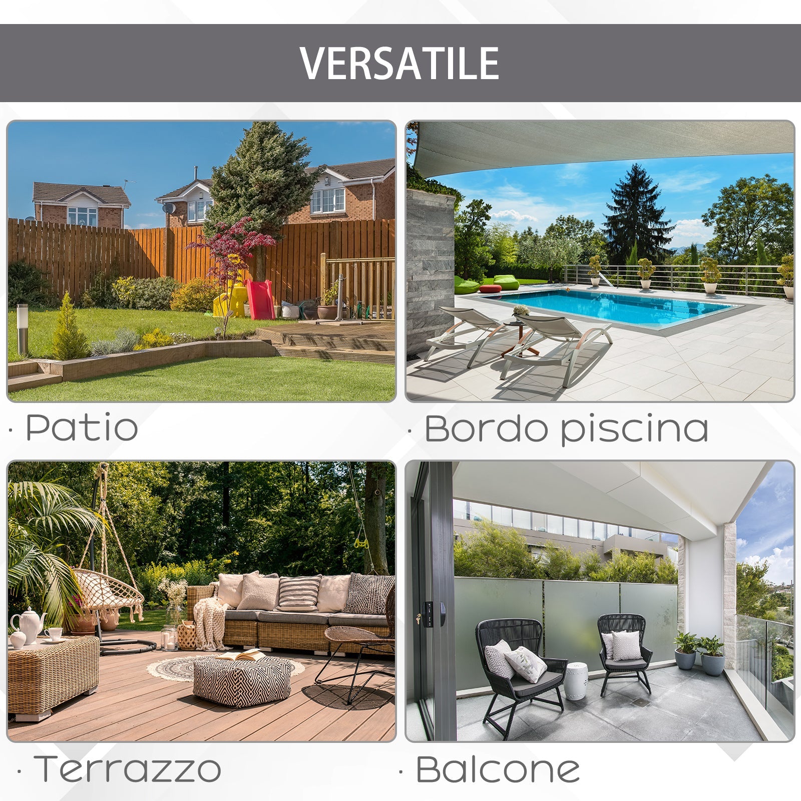 Ombrellone da Giardino Doppio 440x270x250 cm in Poliestere Beige