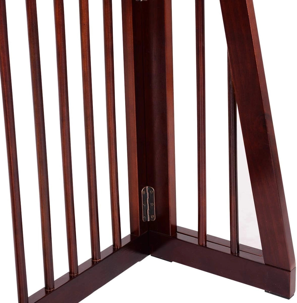Cancelletto per Cani Regolabile in Legno Massello, con Base Larga e 3 Ante, Ideale per Cani di Piccola/Media Taglia (140-203) x 9,5 x 56 cm, Marrone