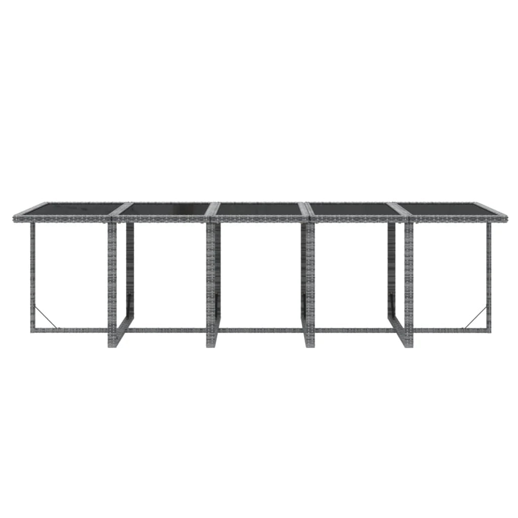 Set da pranzo da giardino da 15 pezzi con cuscini vimini grigio resina intrecciata 02_0014422