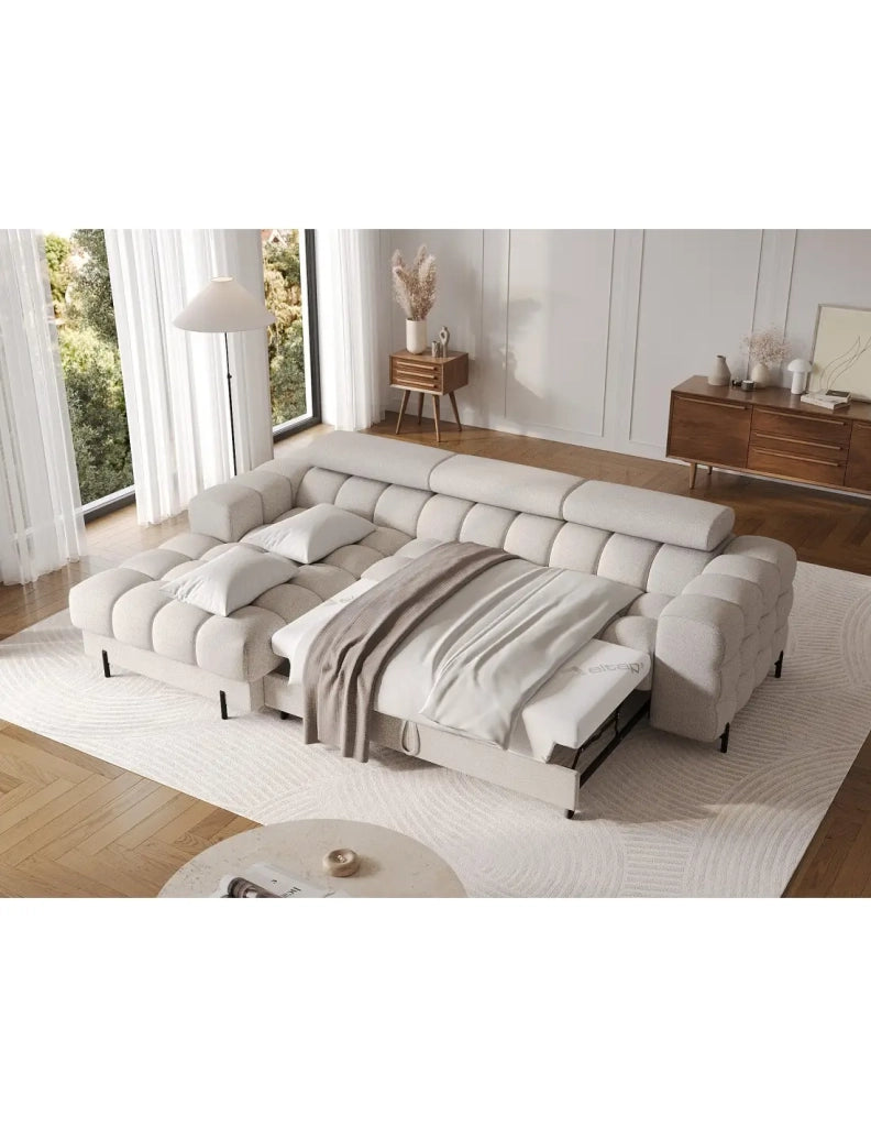 Divano angolare sinistro convertibile Beige dallo stile contemporaneo 285x99x181cm FILTRO