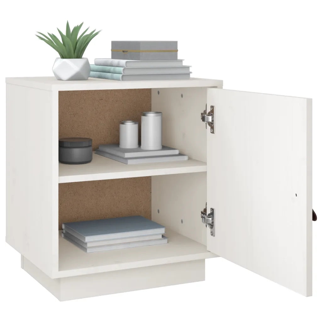 Comodini Bianco 2 pz 40x34x45 cm in Legno Massello di Pino cod mxl 30649
