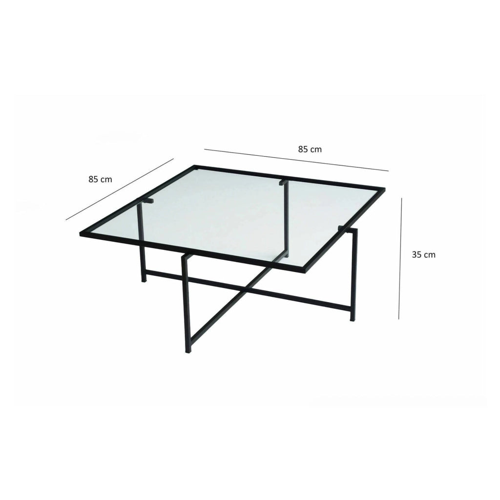 Mascate, Tavolino da Salotto Resistente All'appannamento, 85x85x35h cm Nero